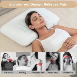 Soft Slim Active Pillow | Memory Foam Solid Orthopedic Pillow for Neck & Spine Support | Slim Design for Comfortable Sleep | Hypoallergenic & Breathable | Pack of 1 (White)