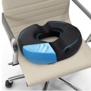 Coccyx Donut Pillow | Orthopedic Seat Cushion for Piles, Hemorrhoids & Tailbone Pain Relief | Ergonomic Design for Back & Lumbar Support | Pressure-Relieving Memory Foam | (Black)