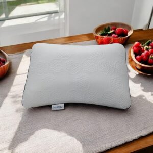 Mini Symphony Smooth Memory Foam Curve Pillow | Compact Orthopedic Neck Support for Pain Relief & Spine Alignment | Travel-Friendly Ergonomic Contour Design | Pack of 4 white